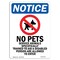 Signmission Sign, 10" H, 7" W, Rigid Plastic, No Pets Service Animals Sign, Portrait, V-14751 OS-NS-P-710-V-14751 - alternate 1